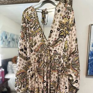 Free People satin shift dress-paisley, size large